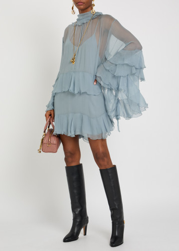Ruffled tiered silk-chiffon mini dress | Harvey Nichols