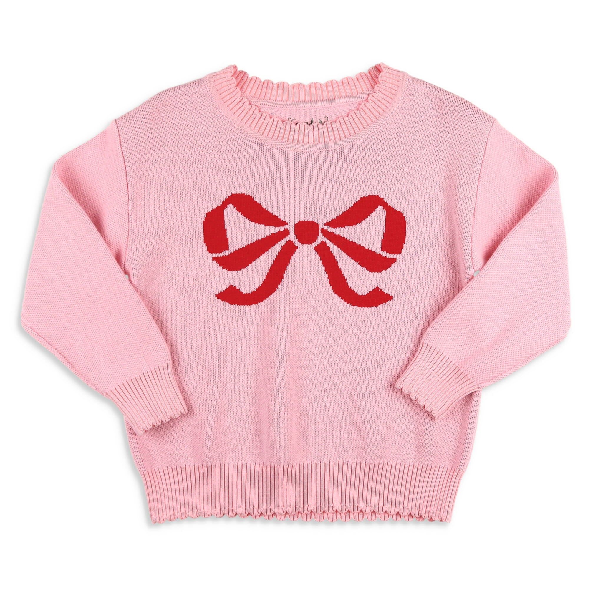 Pretty In Pink Bow Sweater - Shrimp and Grits Kids | Shrimp and Grits Kids