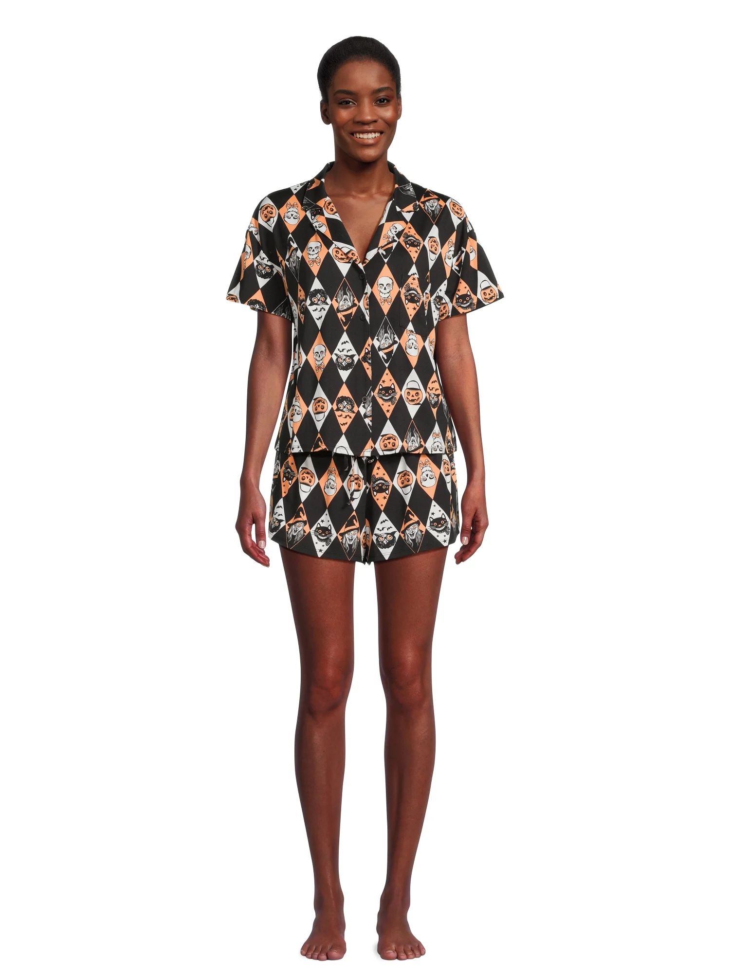 Halloween Women’s Print Shorty Pajama Set, 2-Piece, Sizes XS-3X - Walmart.com | Walmart (US)