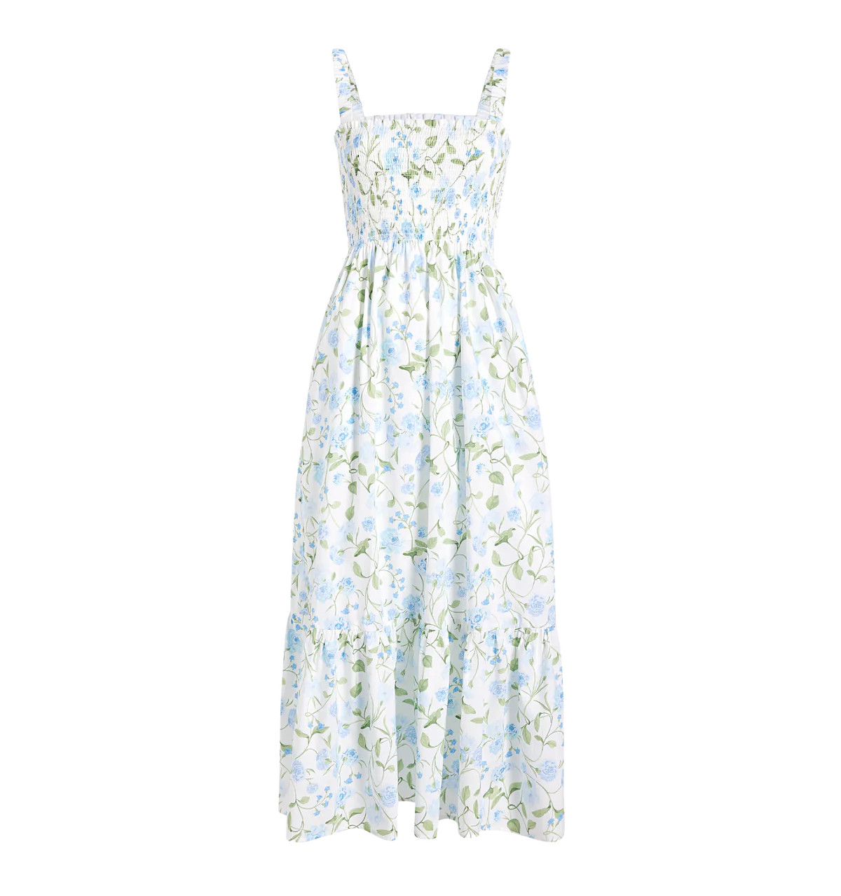 The Anjuli Nap Dress in Blue Peony Bouquet Cotton | Over The Moon Gift