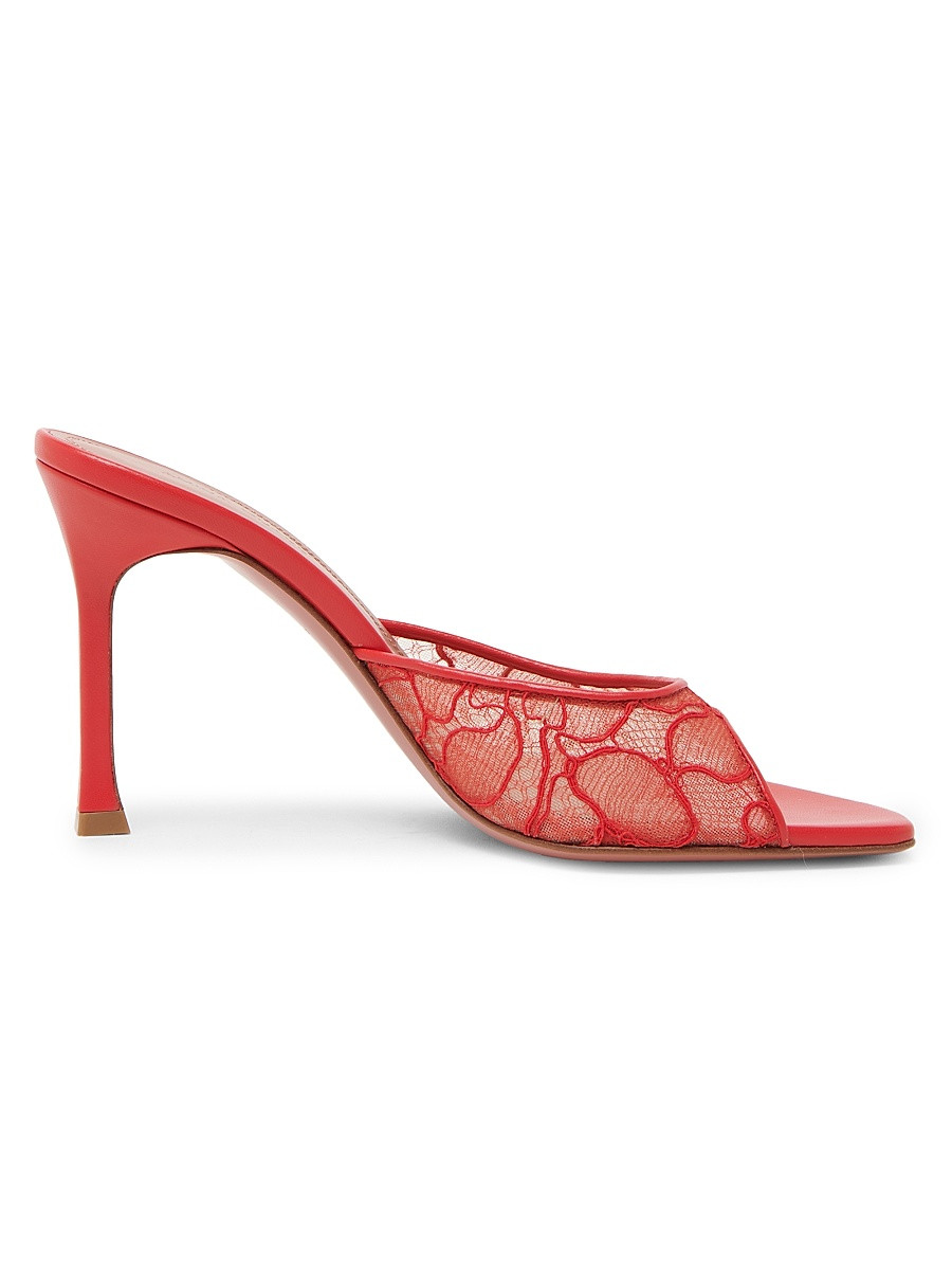 Women's Alexa 95MM Lace Mules - Red Lace - Size 8.5 | Saks Fifth Avenue