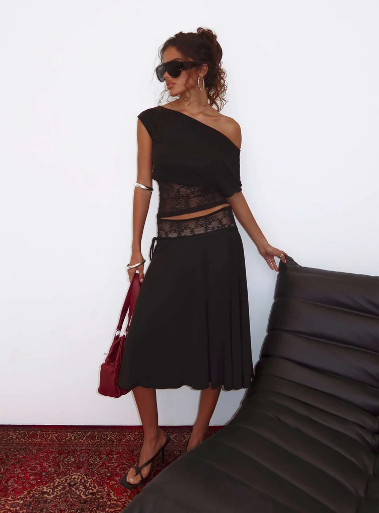 Marienna Lace Midi Skirt Black | Princess Polly US