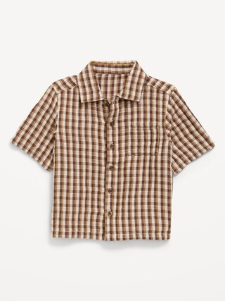 Short-Sleeve Double-Weave Cotton Shirt for Toddler Boys | Old Navy (US)