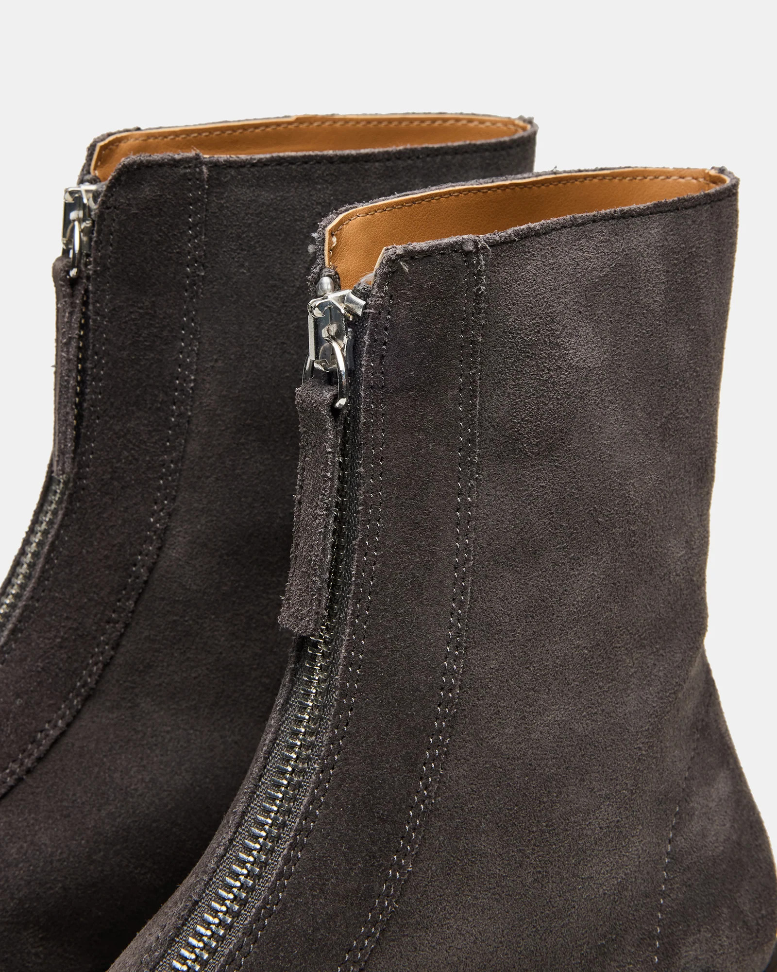 JONES Grey Suede Zipper Lug Women's Ankle Boot | Steve Madden (US)