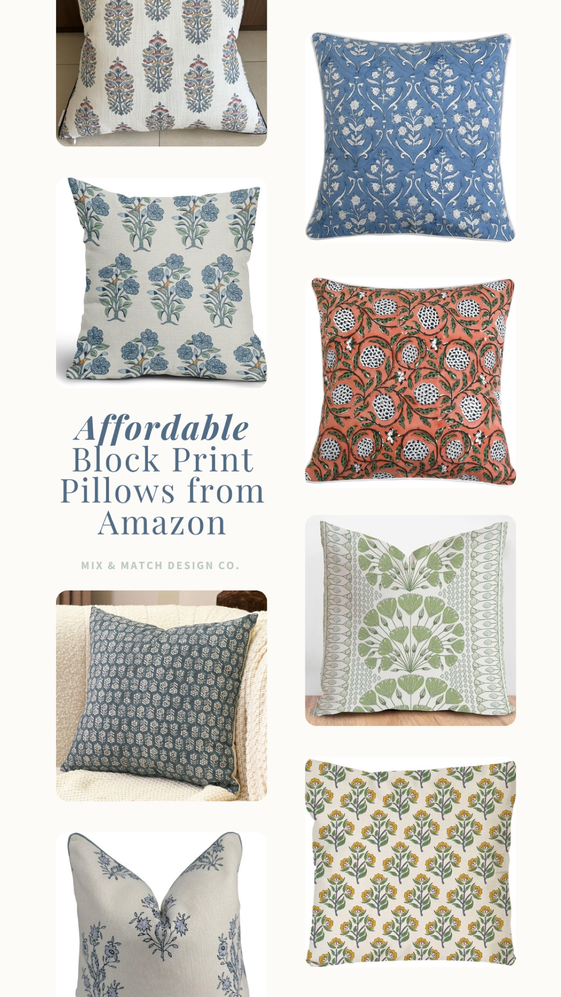 Do you love the block print pillow trend? I’m a big fan! There are definitely times to splurge on beautiful designer pillows, but there are also times when you need an affordable option! I’ve done the digging on Amazon for you and there are some great options out there. The ones you see here often come in a bunch of colors and sizes, so be sure to check them all out by following the links here!