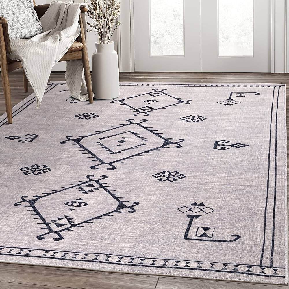 Abani 4' x 6' Rectangular Area Rugs Moroccan Style, Machine Washable, Polypropylene, Non-Shedding... | Amazon (US)