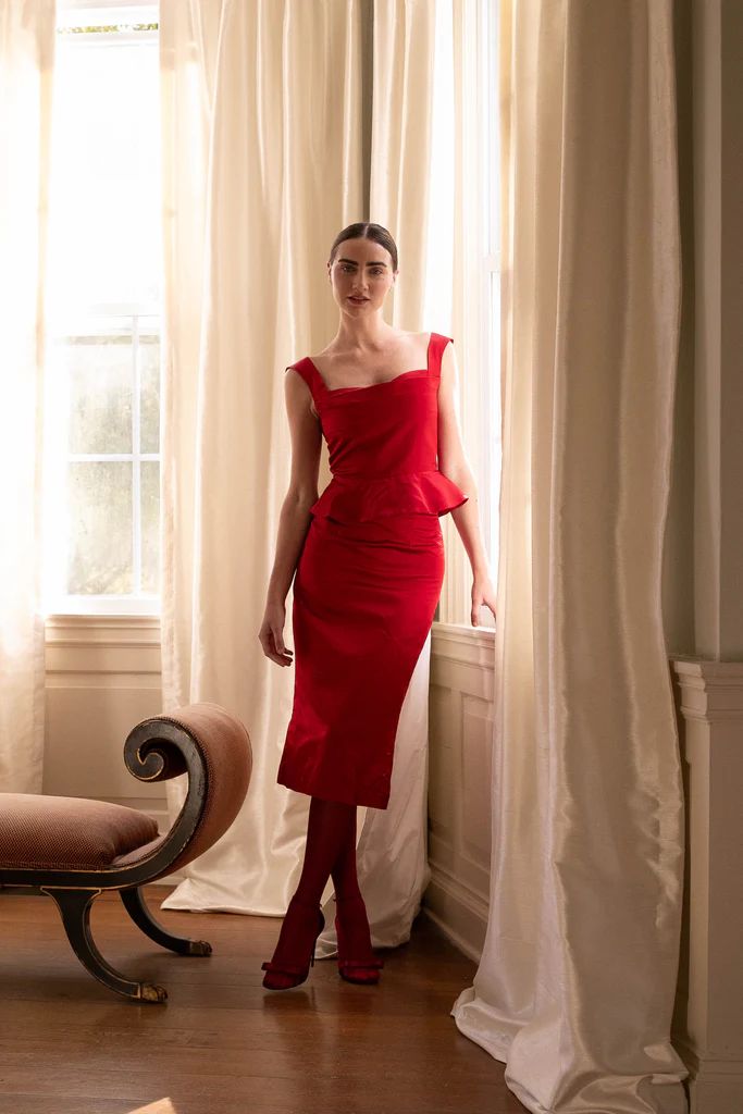 Rosso Skirt Red Satin | Damaris Bailey