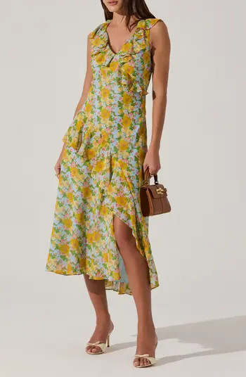 ASTR the Label Ruffle Sleeveless High-Low Midi Dress | Nordstrom | Nordstrom