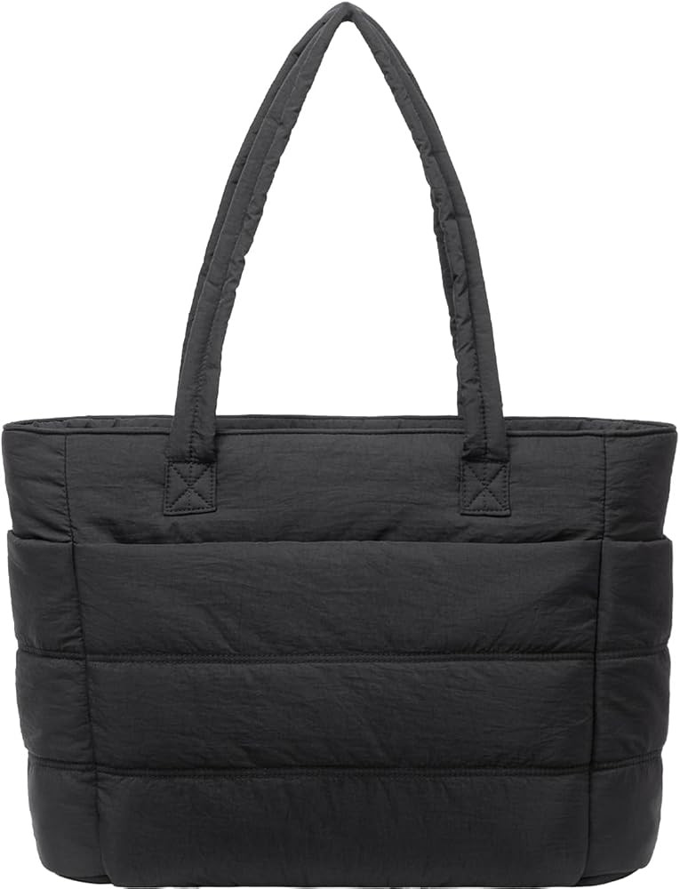 Puffer Tote Bag for Women Quilted Work Tote with Compartments Quilted Puffy Handbag Shoulder Bag ... | Amazon (US)