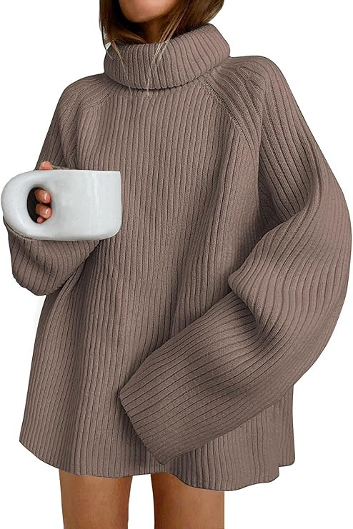 LILLUSORY Womens Turtleneck Oversized Chunky Sweaters Dress Long Knit Cashmere Tunic Pullover Swe... | Amazon (US)