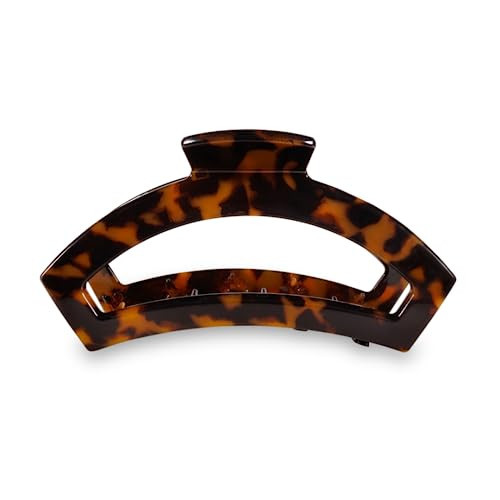 TELETIES - Large Open Claw Clip - Strong Grip, Bendable Teeth, Comfortable Open Cutout Design - Ideal for Long, Thick, Curly, or Wavy Hair - For All Hair Textures - Tortoise | Amazon (US)