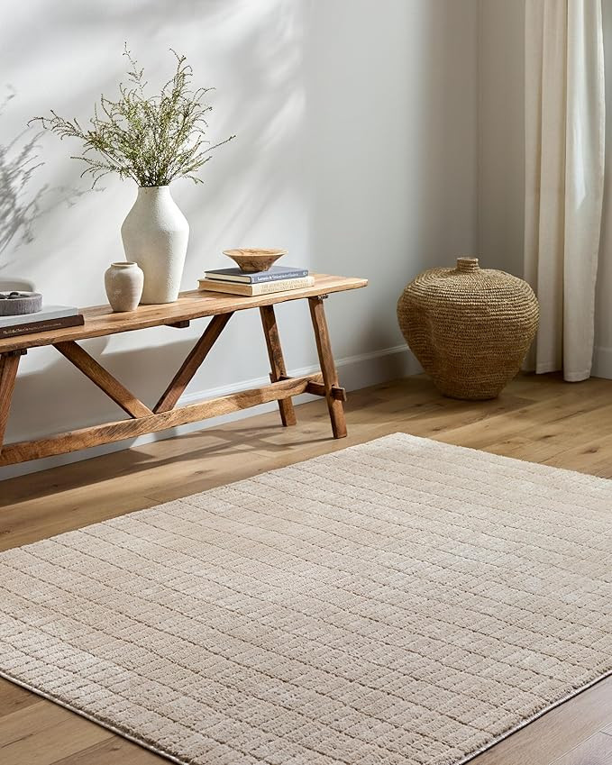 Livabliss x Our PNW Home Cascade Minimalist Striped Area Rug, 6'7" x 9', Light Brown | Amazon (US)