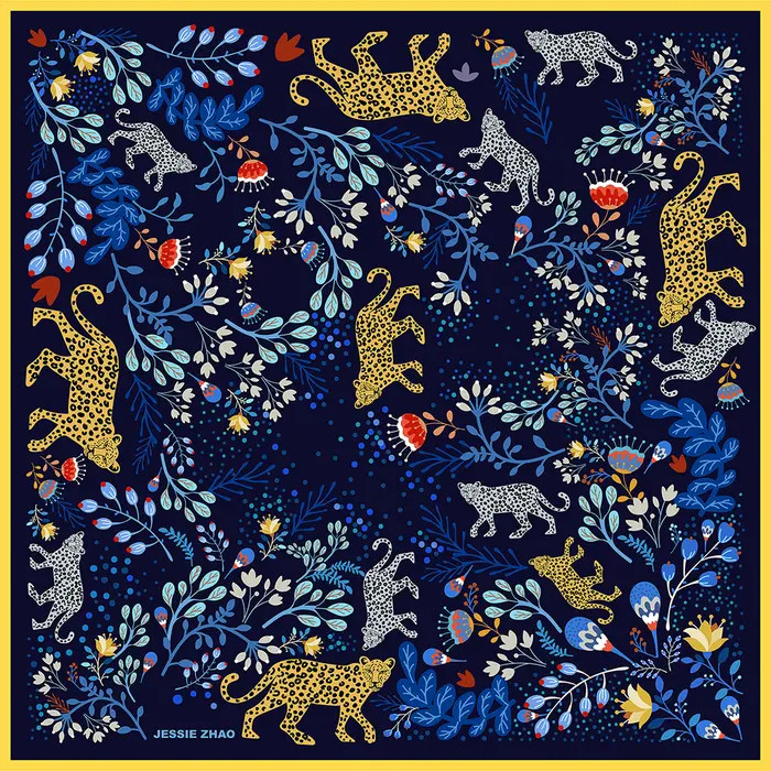 Jessie Zhao New York Silk Bandana of Amazon Rainforest Journey in Blue | Nordstrom | Nordstrom