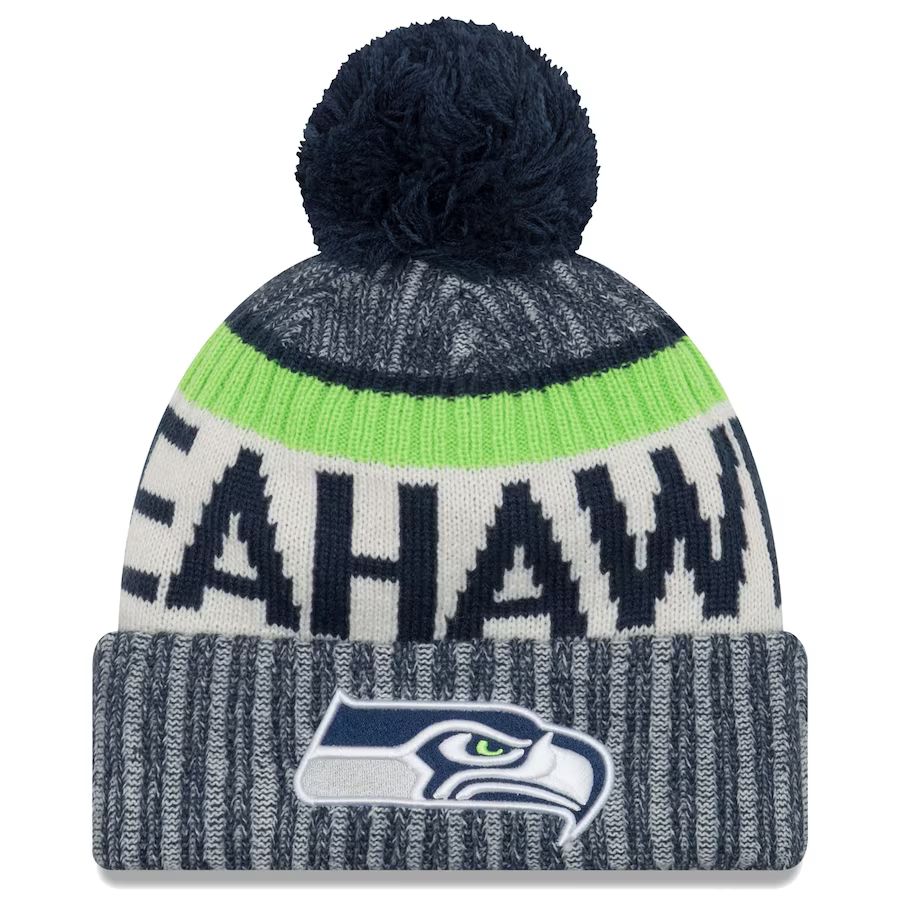 Men's Seattle Seahawks New Era College Navy 2017 Sideline Official Sport Knit Hat | NFL Shop