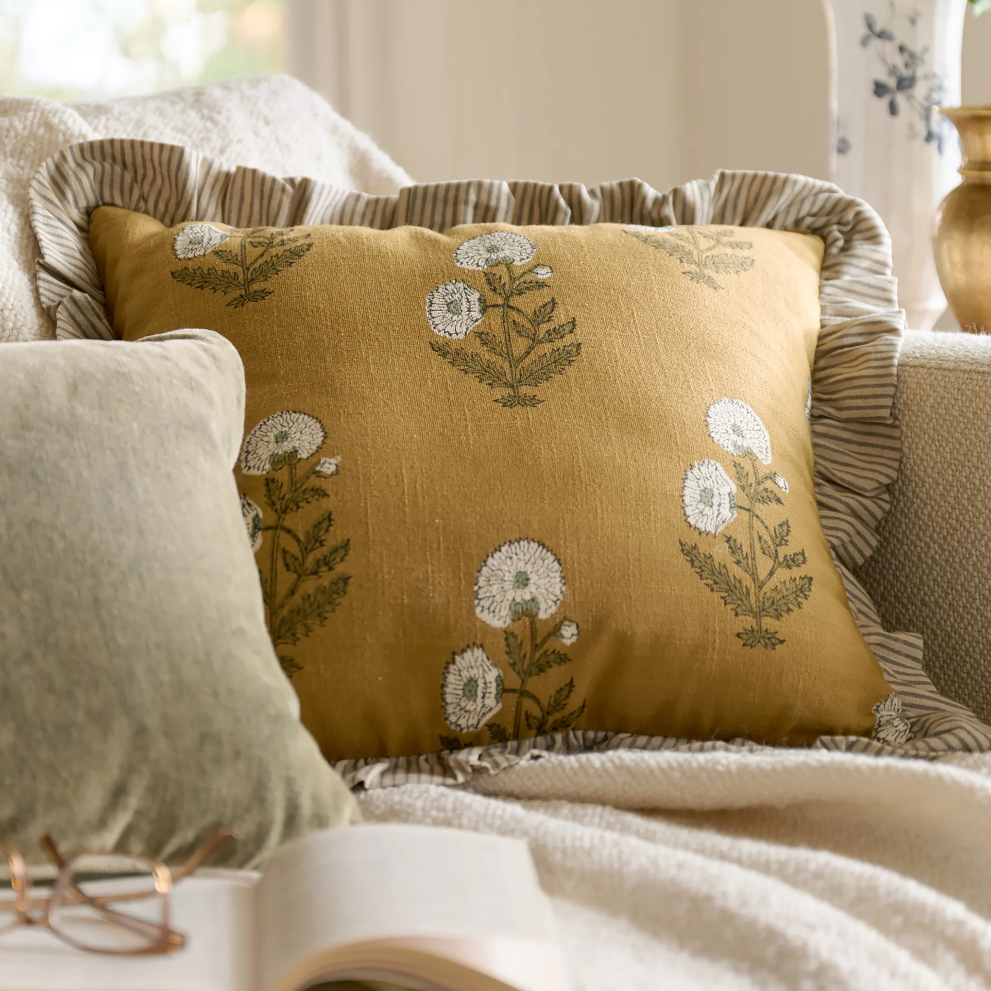 Bonnie Floral Block Printed Pillow | Magnolia