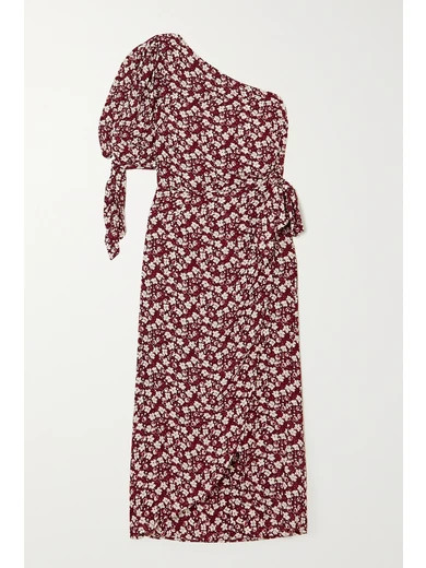 Reformation - Rainey One-sleeve Floral-print Georgette Midi Dress - Red | NET-A-PORTER (US)