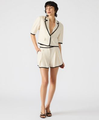 Steve Madden Womens Fable Tipped Short Sleeve Blazer Fable Tipped Pleated Shorts | Macy's