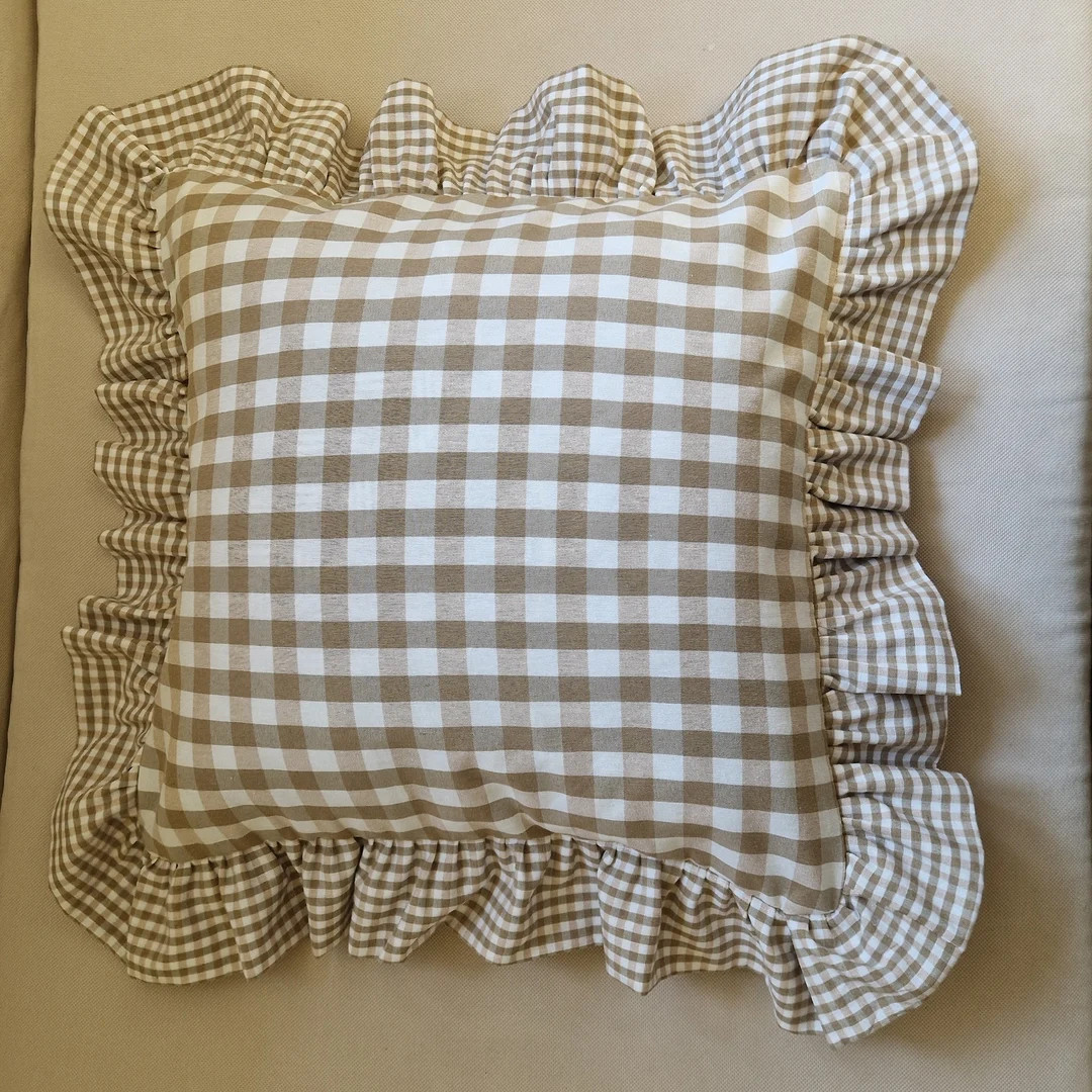 Ruffle Gingham Throw Pillow Cover: Cottagecore Accent - Custom Size | Etsy (US)
