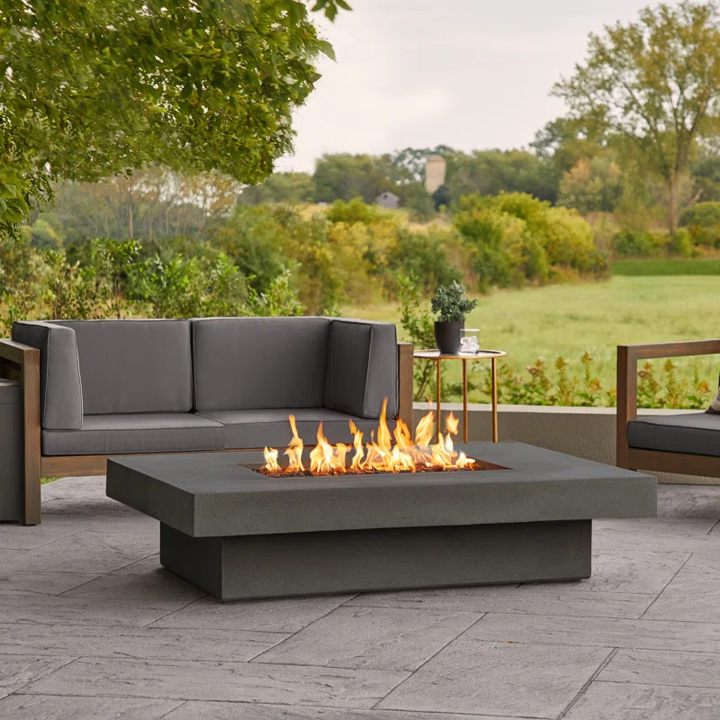 Cowden 14'' H x 60'' W Concrete Propane Outdoor Fire Pit Table | Wayfair North America