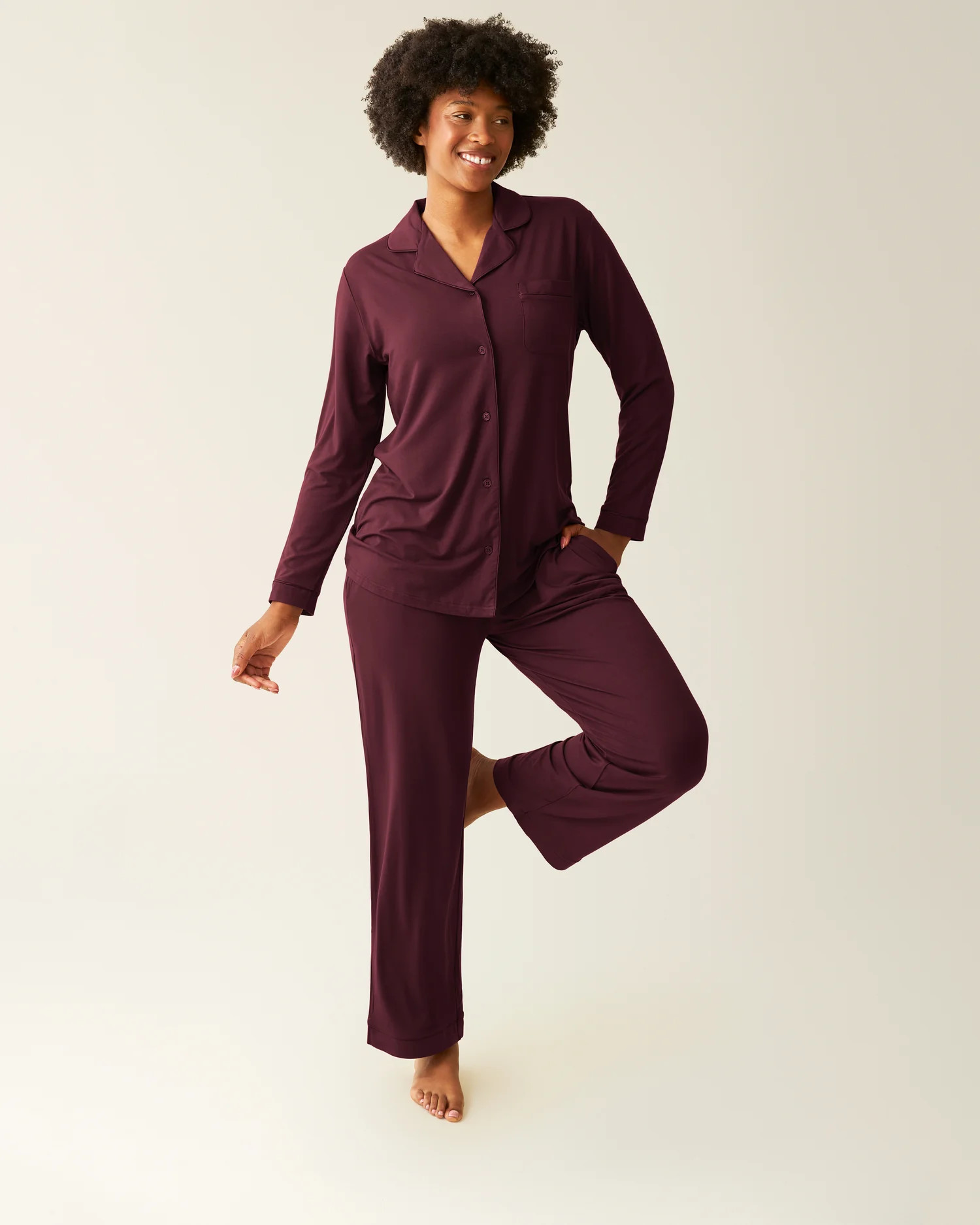 Clea Bamboo Long Sleeve Pajama Set | Deep Burgundy - Kindred Bravely | Kindred Bravely