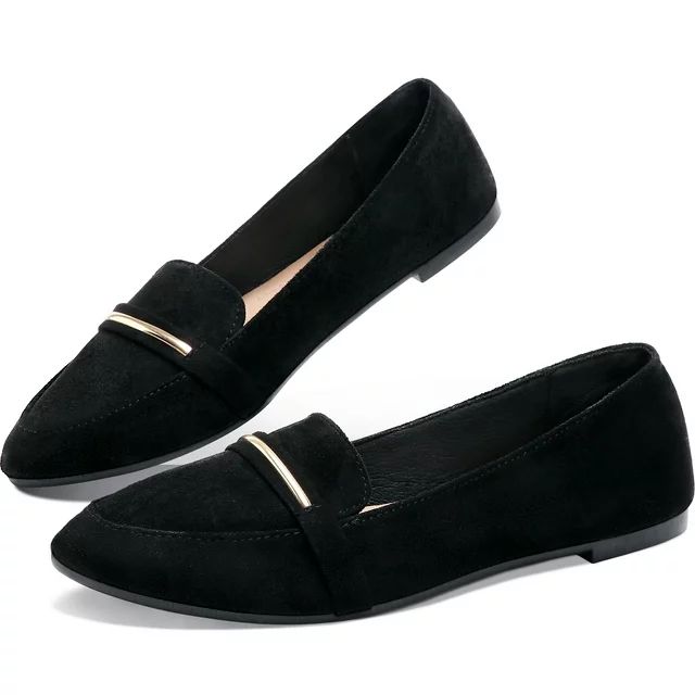 Obtaom Women’s Stylish Pointy Toe Loafer Flat ,Comfortable Faux Suede Ballet Flat, Elegant Work... | Walmart (US)