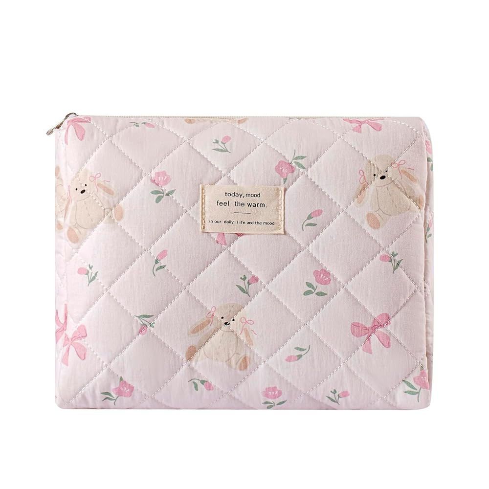 uekeboag Quilted Cotton Makeup Bag,Coquette Quilted Toiletry Bag for Women and Girls,Floral Coque... | Amazon (US)