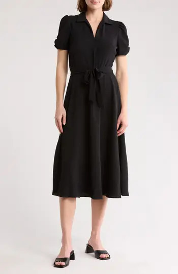 DKNY Collared Tie Waist Midi Dress | Nordstromrack | Nordstrom Rack
