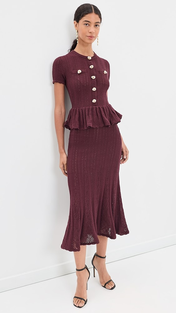 Shopbop | Self Portrait Pointelle Peplum Knit Midi Dress | Shopbop — shop this pick from Emily's edit