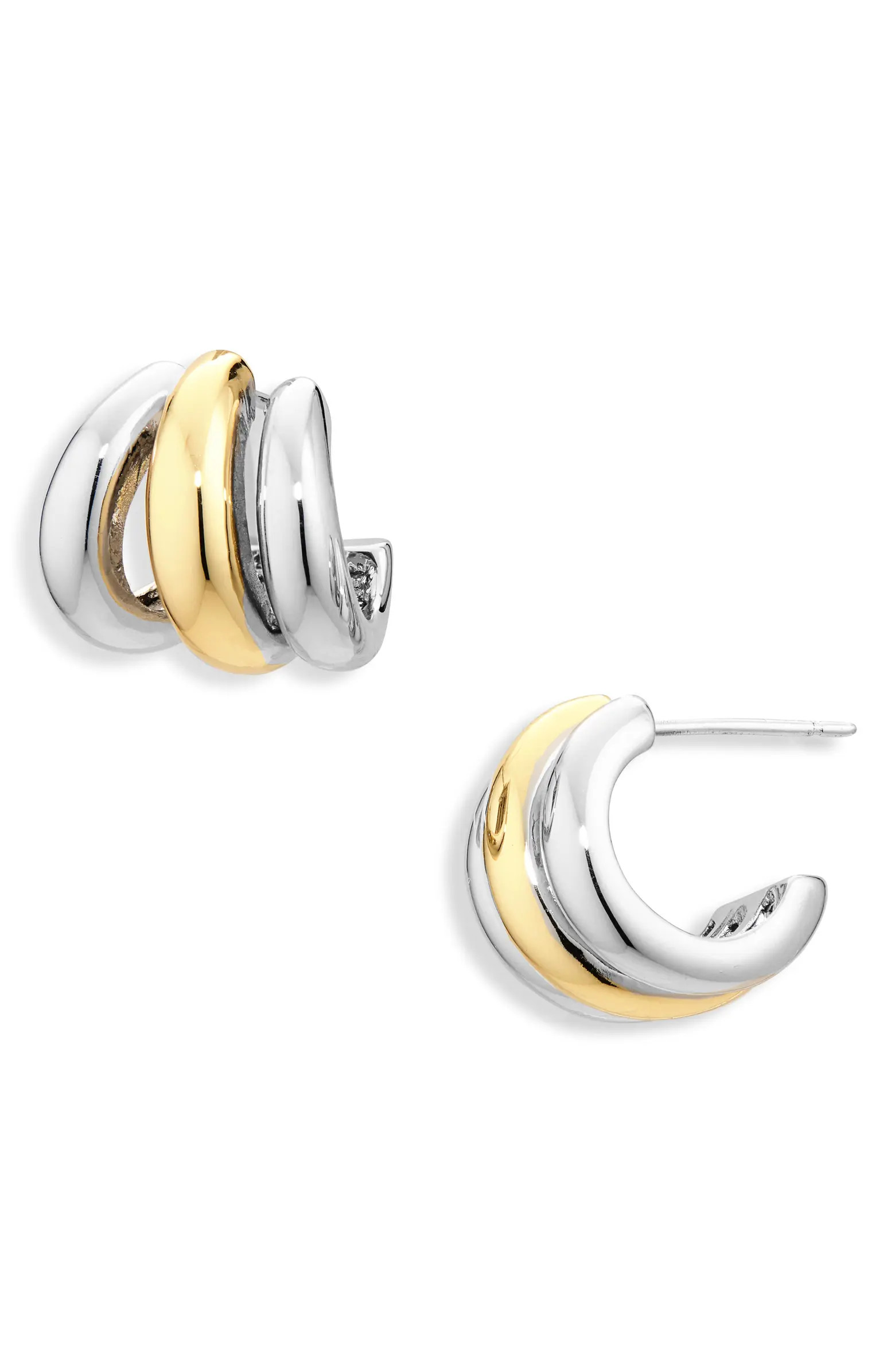 Shashi Two-Tone Triple Hoop Earrings | Nordstrom | Nordstrom