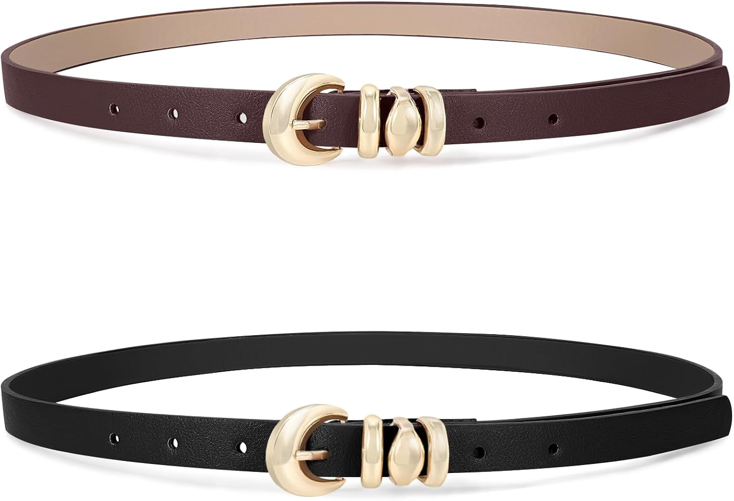 XZQTIVE 2 Pack 0.71'' Womens Skinny Leather Belts for Ladies Thin Waist Belt for Jeans Dress Pant... | Amazon (US)