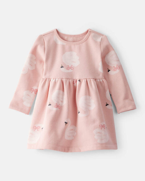 Baby Girl DayDream Fleece Swan Knit Dress - Pink | Carter's Inc