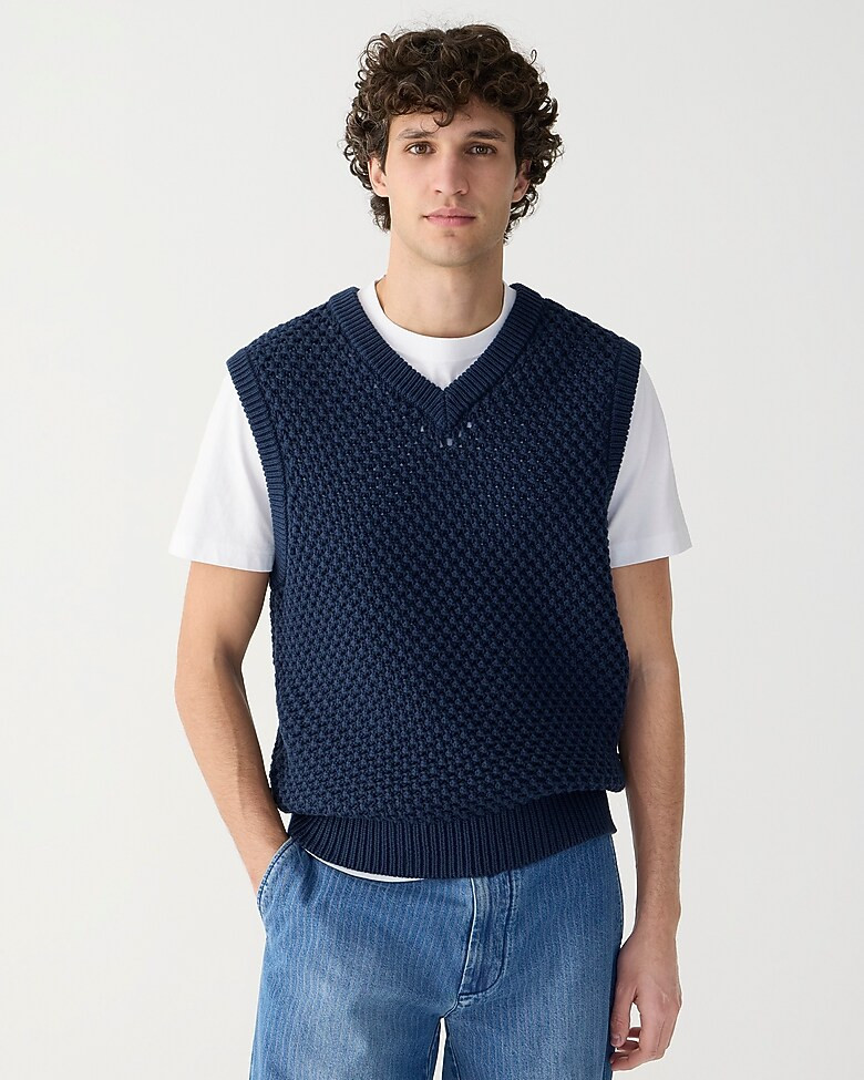 Cotton berry-stitch sweater-vest | J. Crew US
