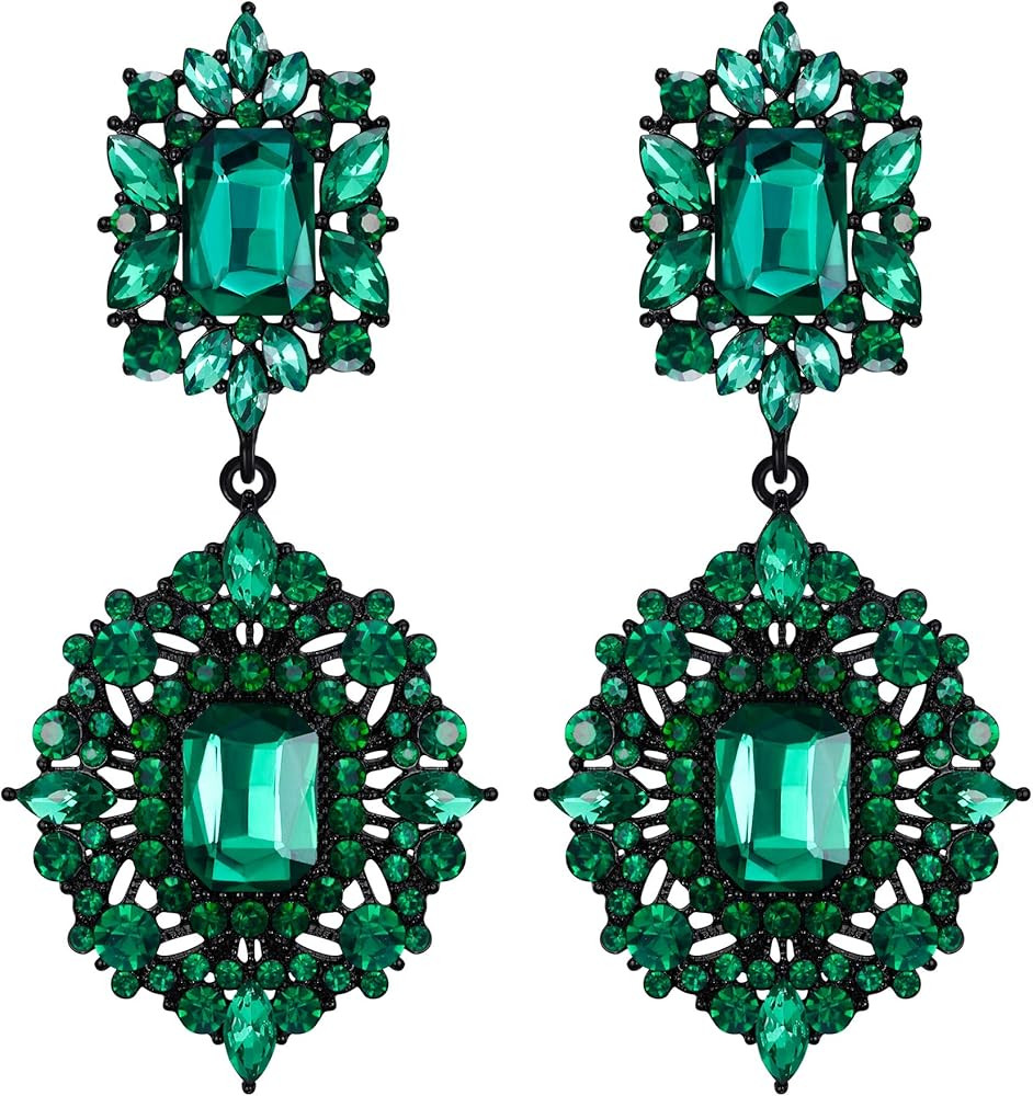 Flyonce Women's Rhinestone Crystal Wedding Art Deco Vintage Style Gatsby Chandelier Dangle Earrin... | Amazon (US)