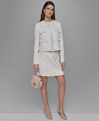 KARL LAGERFELD PARIS Tweed Jacket, Sleeveless Top & Tweed Skirt - Macy's | Macy's