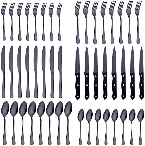 Amazon.com | Kitiok 48 Piece Metal Everyday Modern Silverware Set with Steak Knives 18/0 Stainles... | Amazon (US)