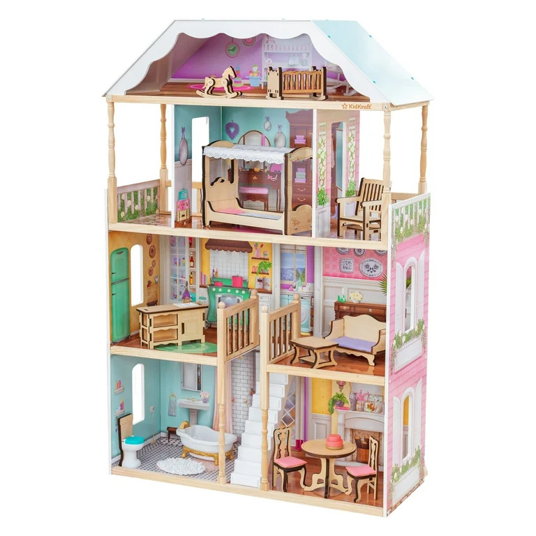 KidKraft Charlotte Classic Wooden Dollhouse with 14 Accessories | Walmart (US)
