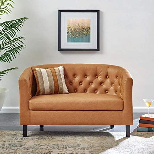 Modway Prospect Upholstered Contemporary Modern Loveseat In Tan Faux Leather | Amazon (US)