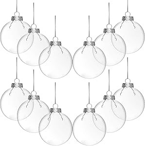 Rocinha Clear Christmas Ornaments 12 Pcs Clear Ornaments for Crafts Fillable Clear Plastic Orname... | Amazon (US)