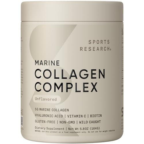 Sports Research Collagen Beauty Complex with Hyaluronic Acid, Vitamin C + Biotin | Pescatarian, Keto Certified & Non-GMO Verified - Unflavored (30 Servings) | Amazon (US)