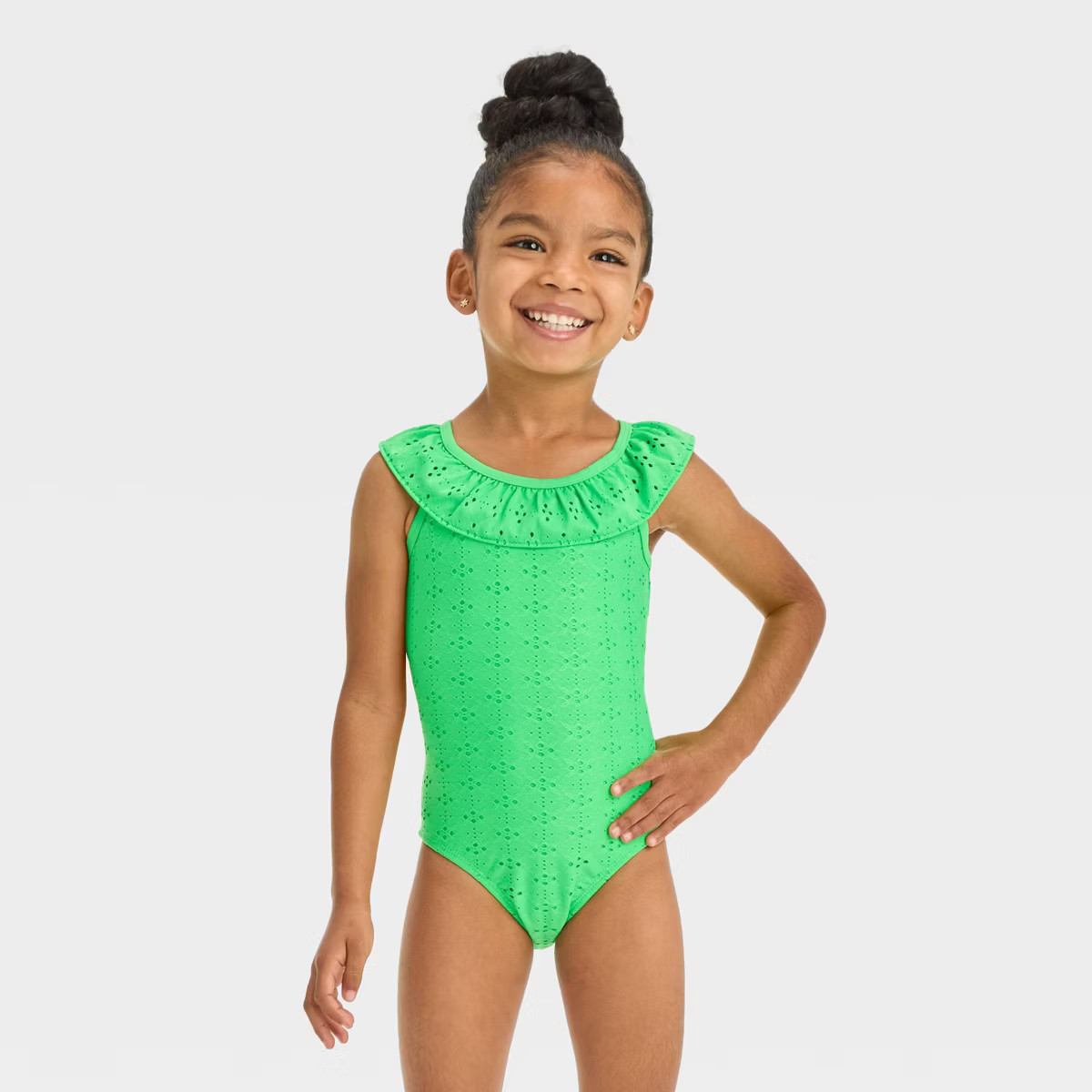 Toddler Girls' Ruffle One Piece Swimsuit - Cat & Jack™ Green 2T: UPF 50+ Protection, Stretch Fa... | Target