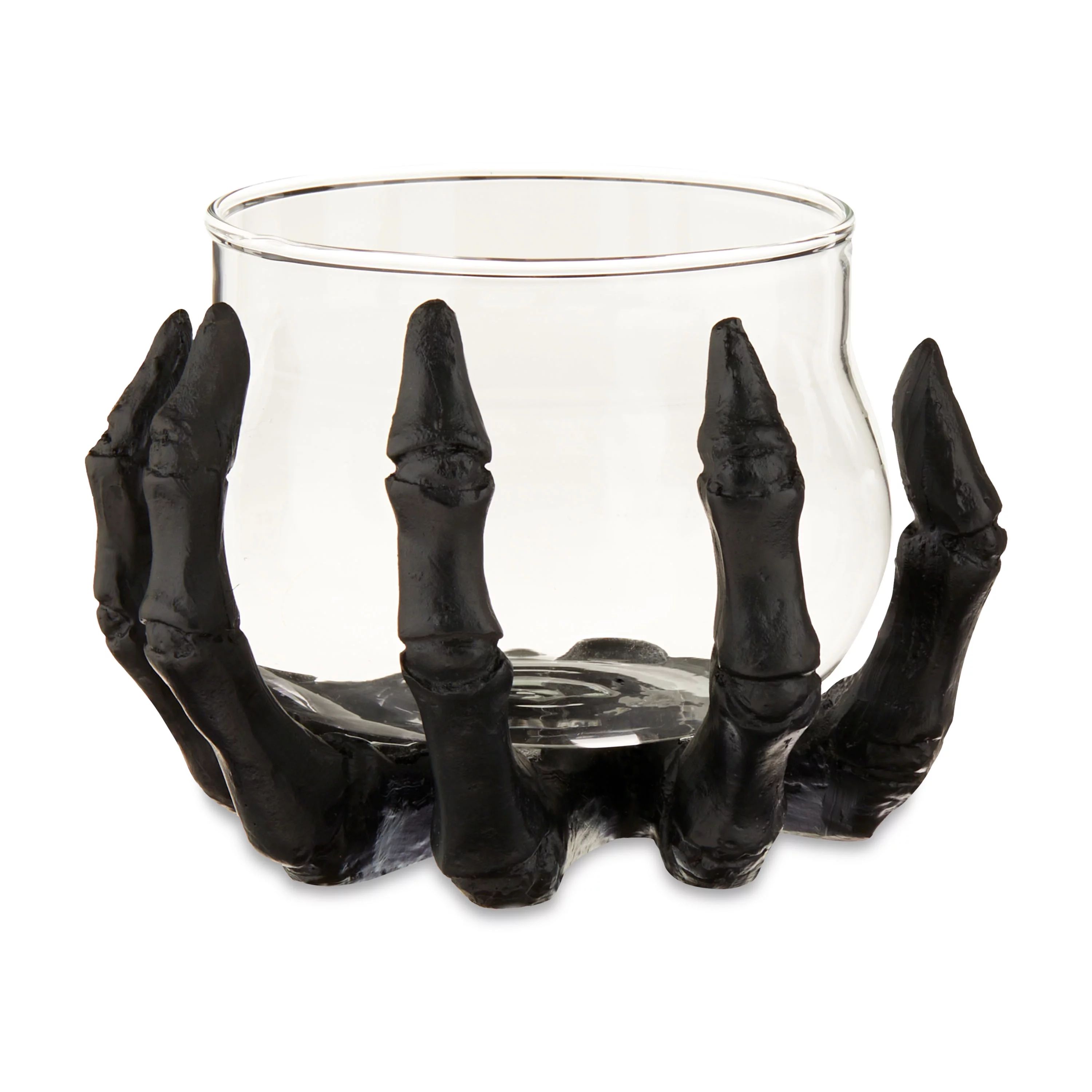 Halloween Black Resin & Glass Skeleton Hand Candleholder Decoration, 4 in L x 4 in W x 2.88 in H,... | Walmart (US)