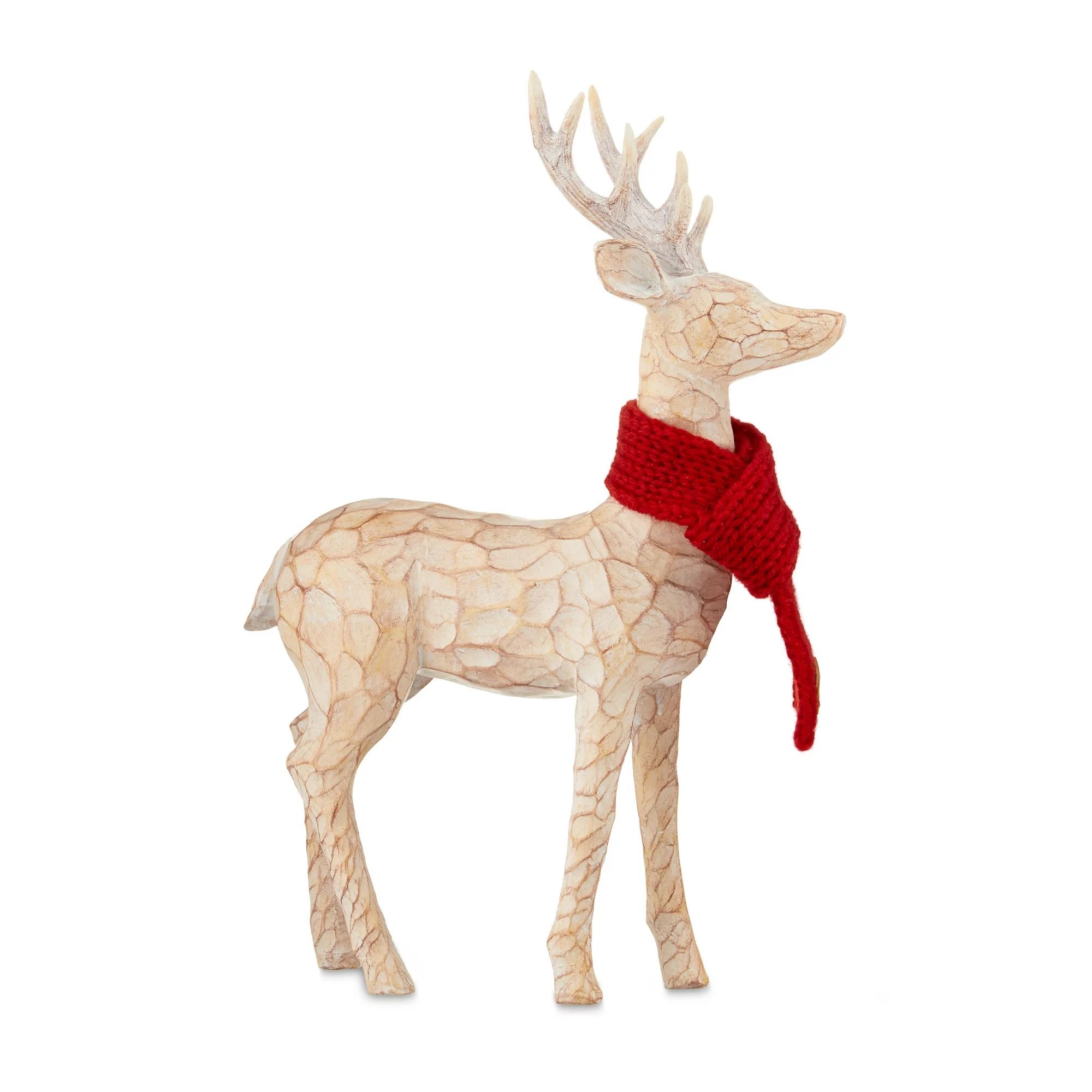 Tan Standing Deer with Red Scarf, 11 in, by Holiday Time | Walmart (US)