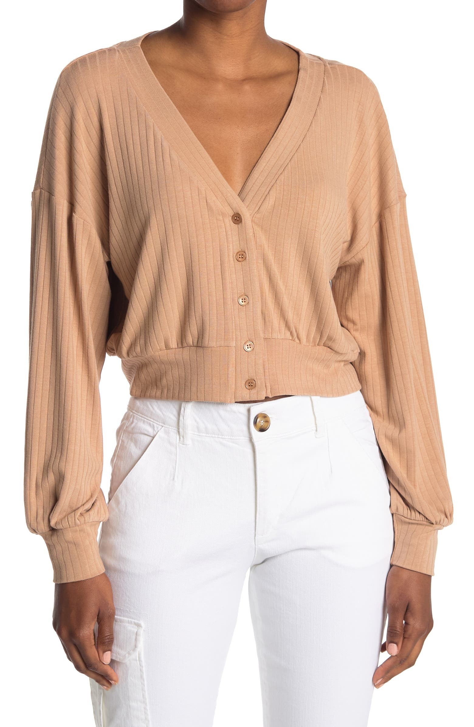 Soft Ribbed Button Front Cardigan | Nordstrom Rack