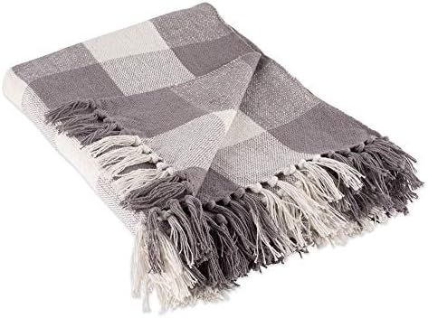 DII Buffalo Check Collection Rustic Farmhouse Throw Blanket with Tassles, 50x60, Gray/White | Amazon (US)