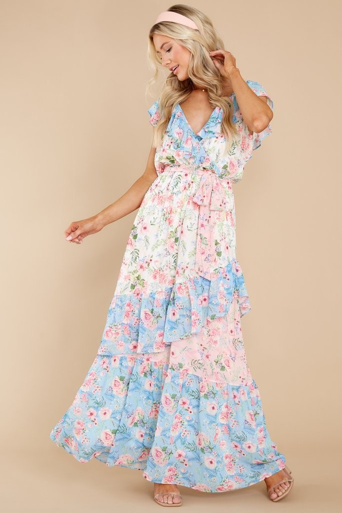 Just As Fancy Pink Floral Print Maxi Dress | Red Dress 