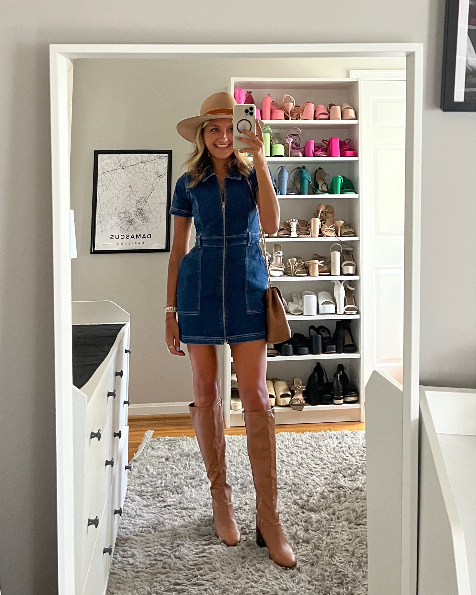 Fall outfit idea from Hollister. Perfect denim dress for a Nashville outfit 