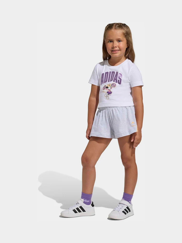 adidas White Disney Minnie Mouse T-Shirt and Shorts Little Kids Set | Next US