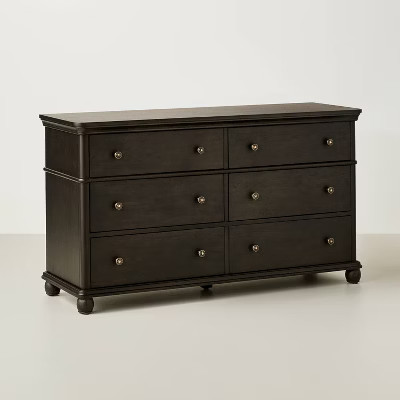 Traditional Wooden 6-Drawer Horizontal Dresser - Black - Hearth & Hand™ with Magnolia Furniture | Target