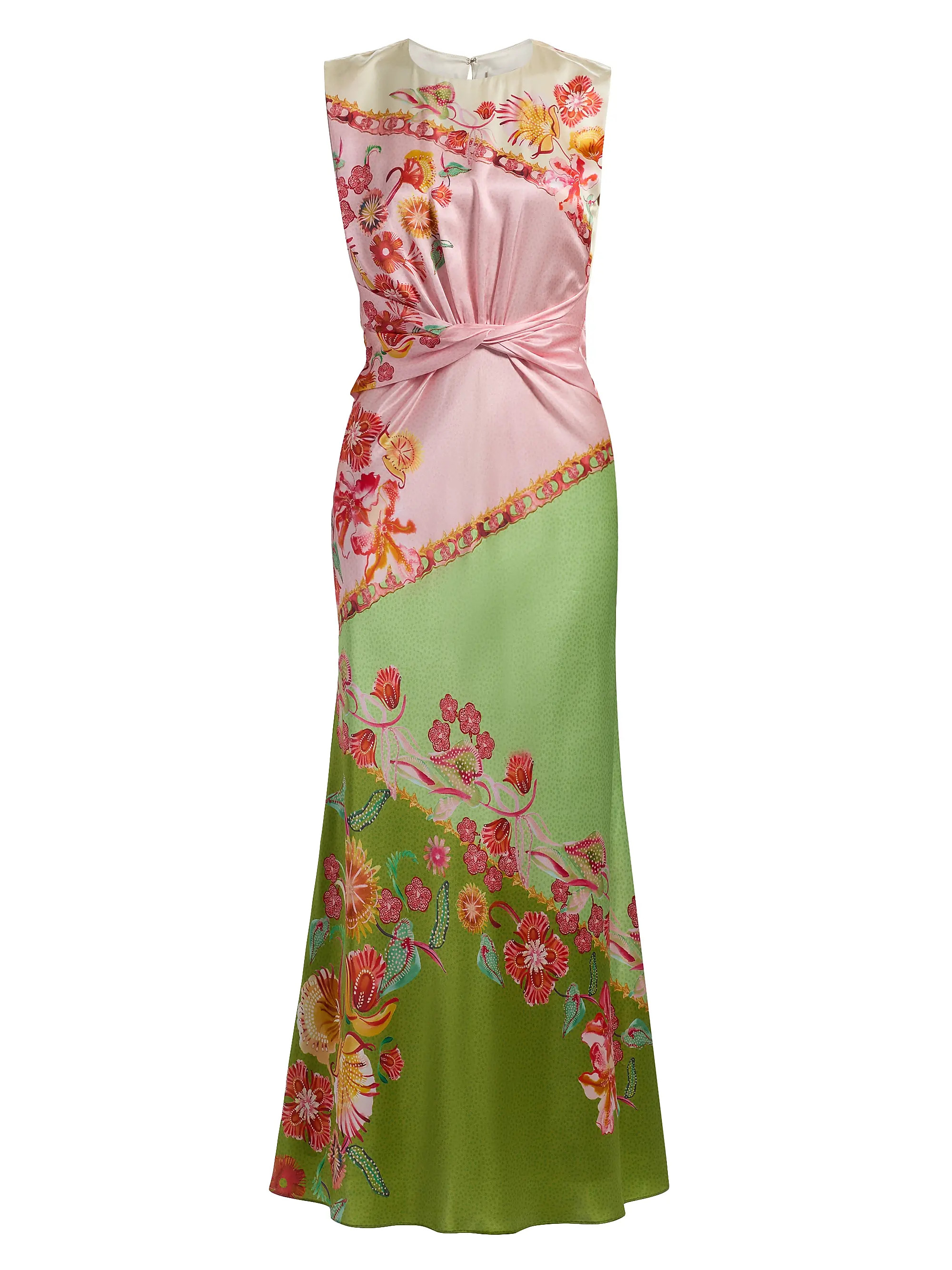 Saloni Gwen Printed Satin Maxi Dress | Saks Fifth Avenue | Saks Fifth Avenue