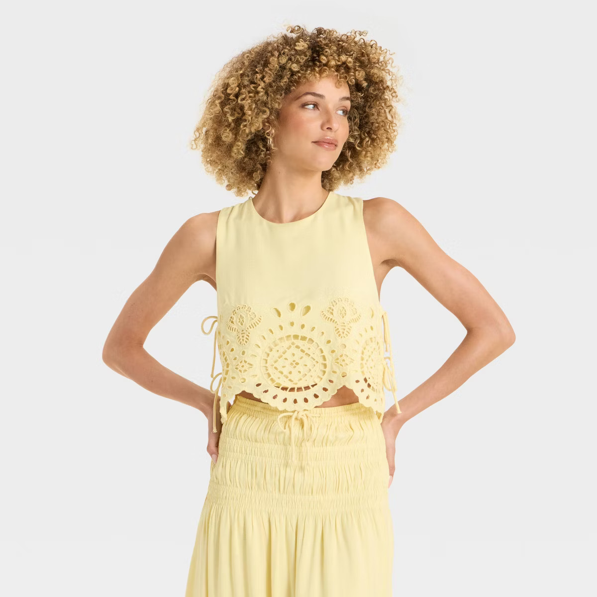Women's Embroidered Eyelet Side-Tie Tank Top - Future Collective | Target